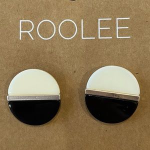 Roolee | Monochrome Circle Stud Earrings | Black Ivory Silver | NWT | One Size